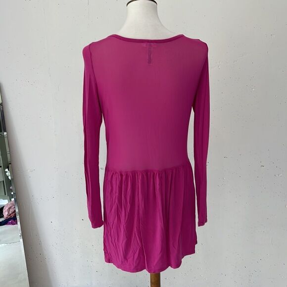 BCBG Generation magenta fuchsia pink long sleeve scoop neck tunic dress small - Picture 4 of 9